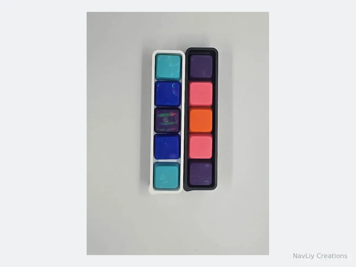 Two long keyboard fidgets with colorful keycaps